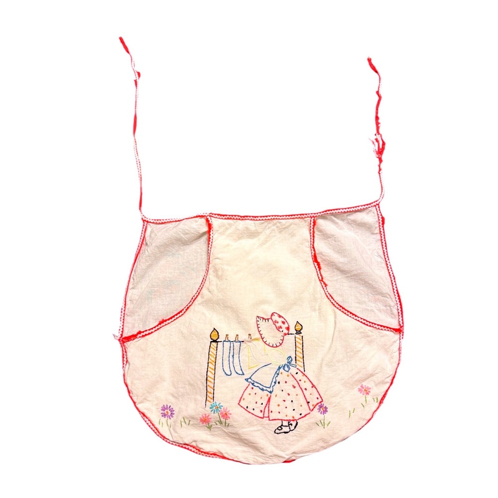 Vintage Hand-Embroidered Half Apron Doll